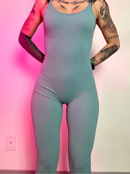 Amazon Pants - Teal Jumpsuit Bodysuit Spaghetti strap tight fitting size S